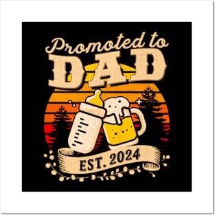 Promoted to Dad Est 2024 Soon to be Dad Father's Day Posters and Art